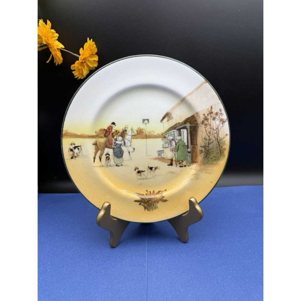 Royal‎ Doulton Hunting (John Peel) 8" Salad Plate Wench Serving Two Huntsmen